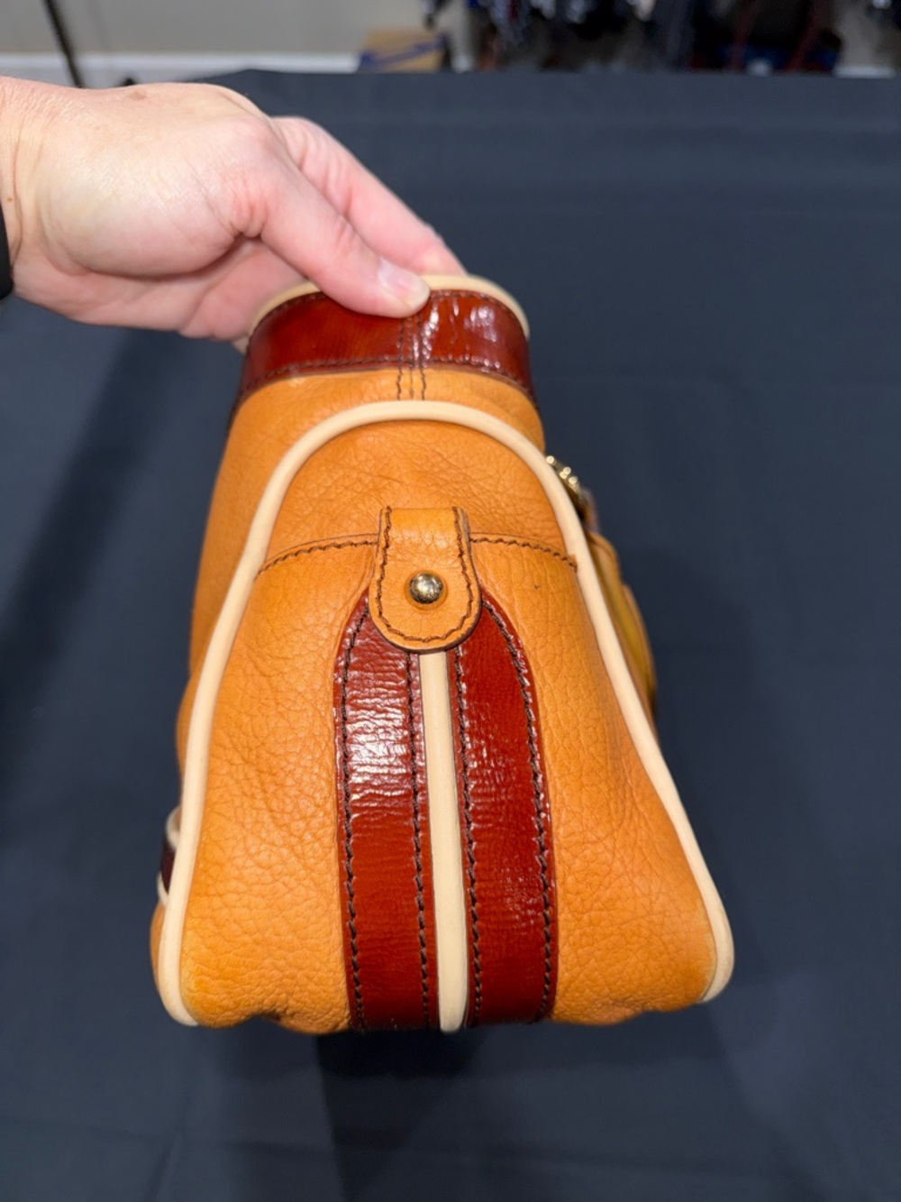 Celine Two-Tone Tan & Brown Leather Satchel - Picture 6 of 15